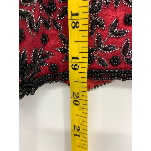 Vtg 90s Papell Boutique Evening Beaded Silk High Collar Blouse Sleeveless Sz PM - Picture 6 of 6